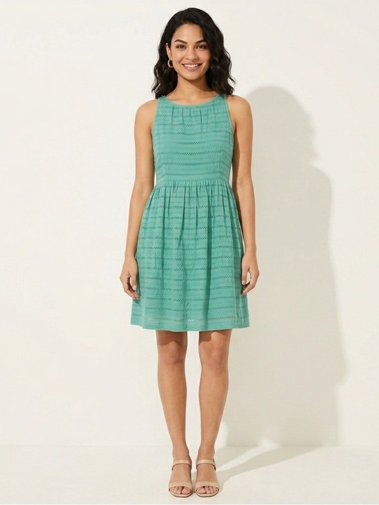 LOFT Dresses & Skirts - LOFT Aqua Blue Green Doily Style Cutout Sleeveless Dress Business Casual Medium